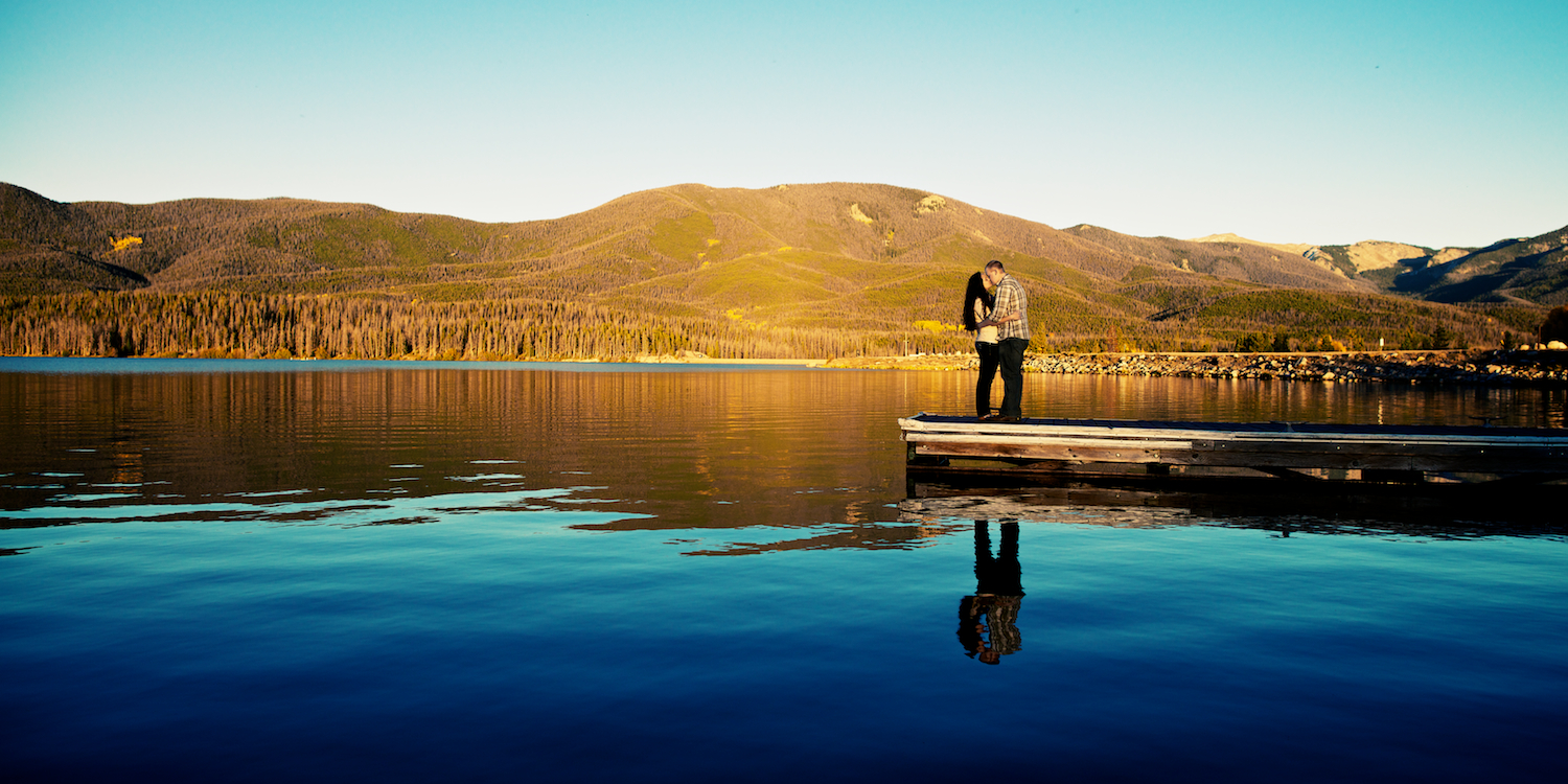 Grand Lake Colorado Sunset Outdoorsy Reflection Engagement Session by Denver Wedding Photographers Joe and Robin