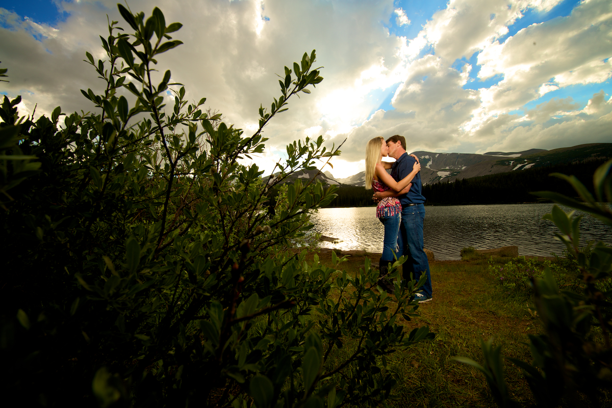 Brainard Lake Ward Colorado Mountain Engagement romantic kiss