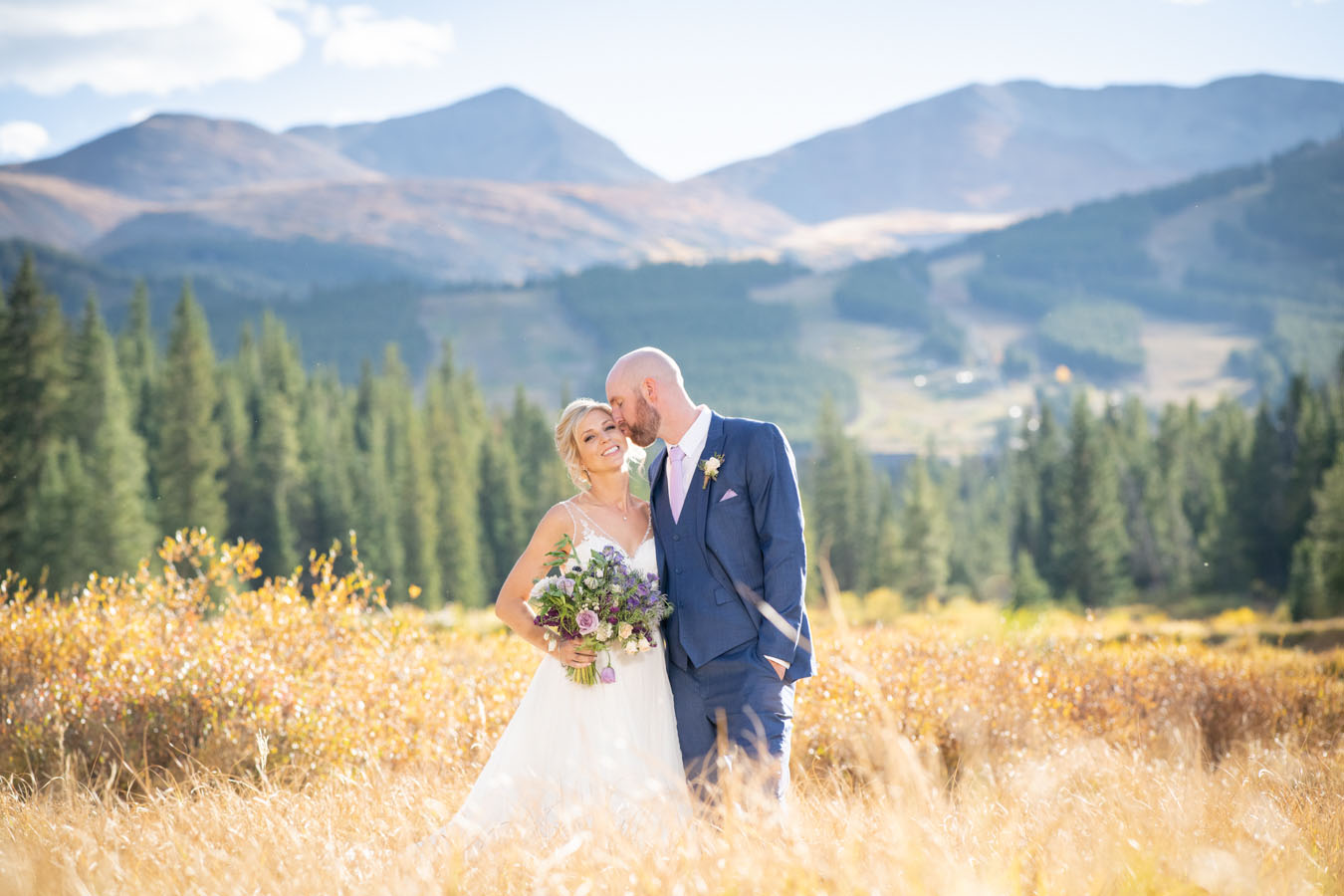 Breckenridge Nordic Center Cucumber Gulch Wedding Kiss on Cheek ...