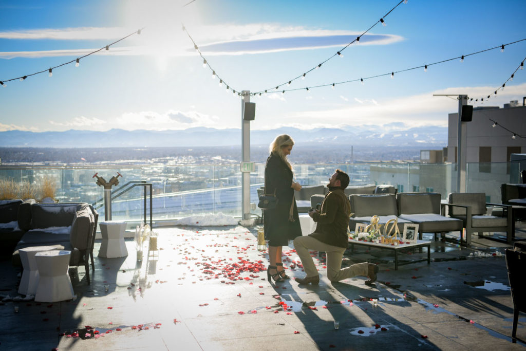 Proposal at the Le Méridien on the 54 Thirty Rooftop Denver