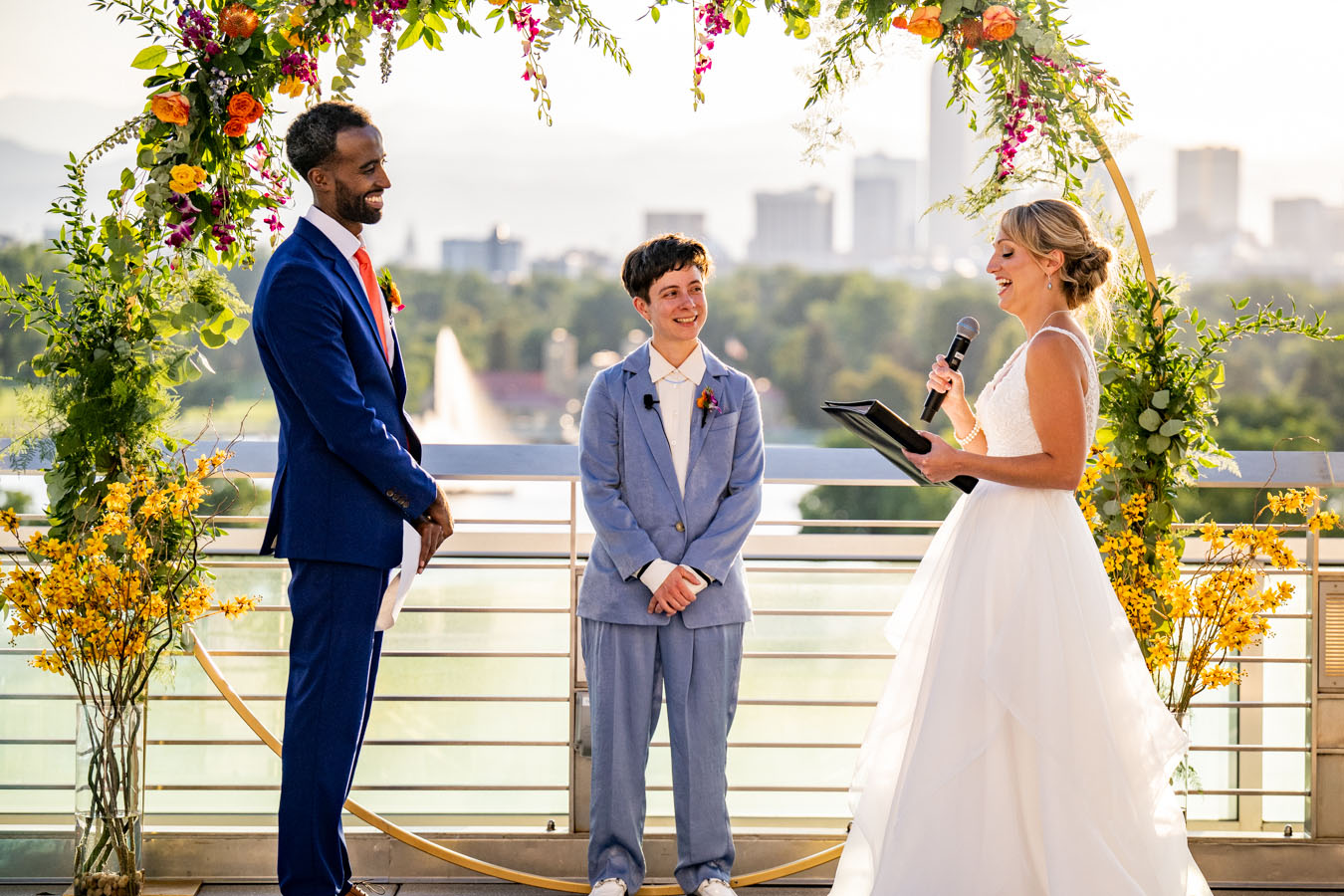 Denver Museum of Nature & Science Wedding Ceremony Bride Reading Vows
