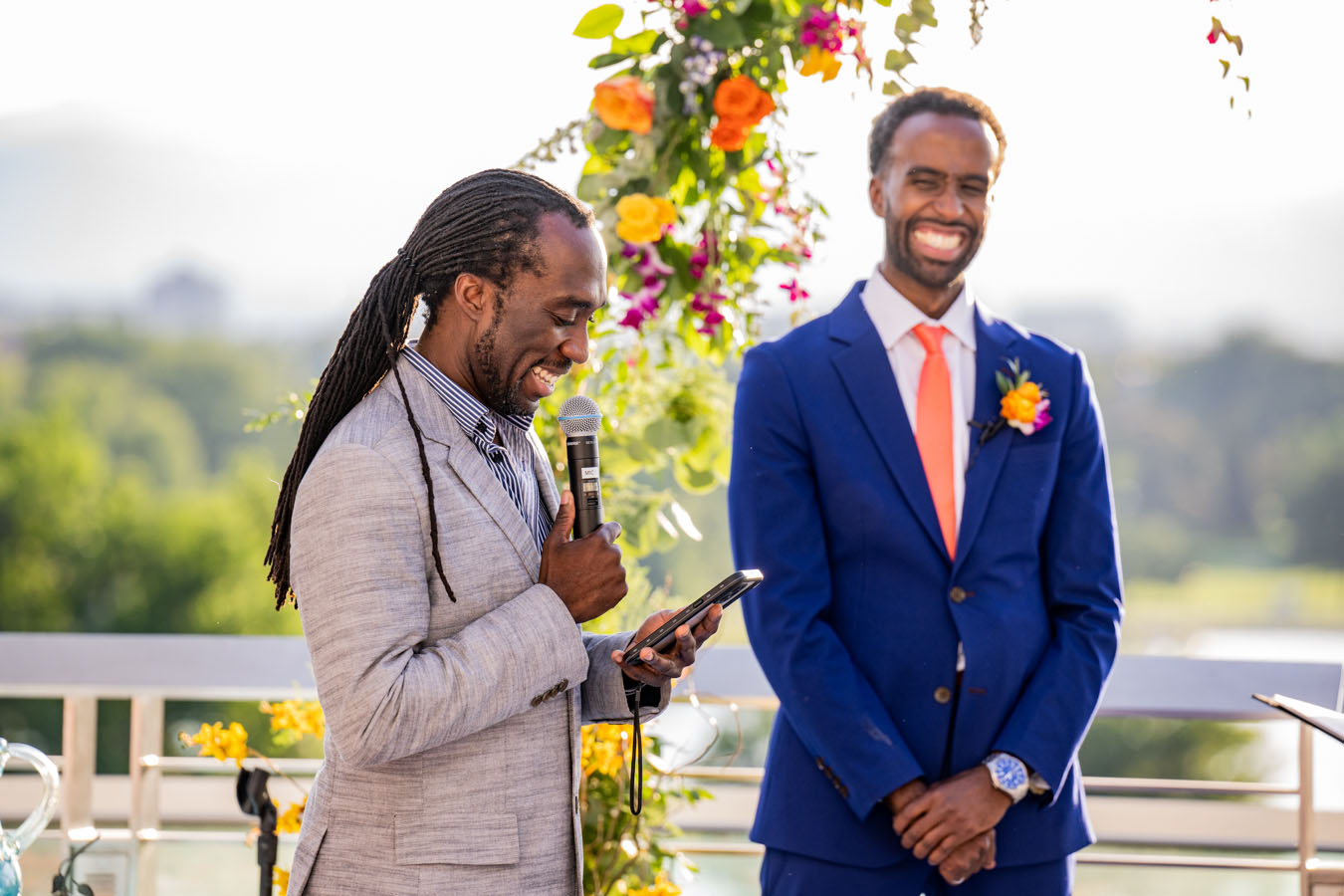 denver-museum-of-nature-science-wedding-ceremony-groom-and-friend