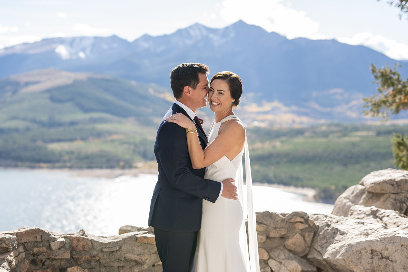 Sapphire Point Overlook Fall Wedding Dress with Cape | Colorado Wedding ...