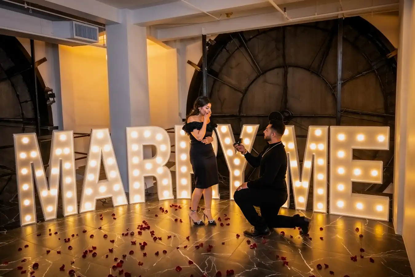 Marry Me Proposal Sign in Denver Clock Tower