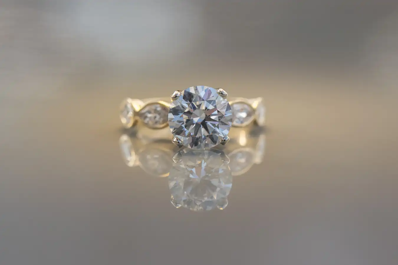 Twin Lakes Fall Proposal Ring with Gold Glow