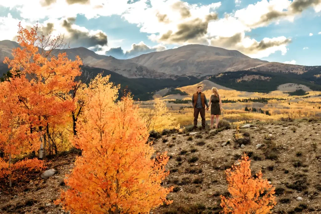 Twin Lakes Fall Proposal in the Mountains with Orange and Yellows
