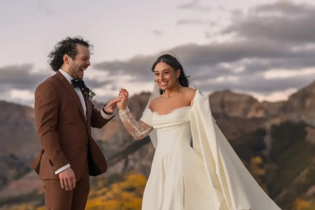 Telluride Fall Colors Wedding Dusk Groom Natural Laughter