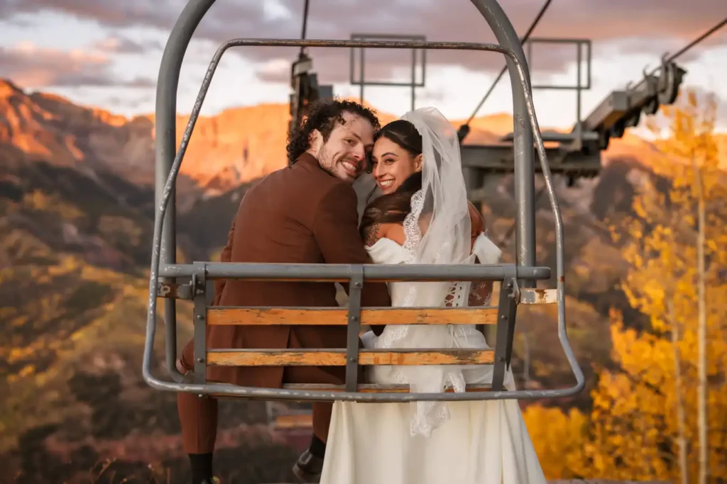 Telluride Fall Wedding Chairlift Looking Back