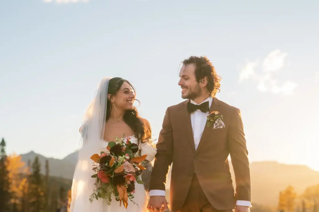 Telluride Fall Wedding Sunset Golden Lighting