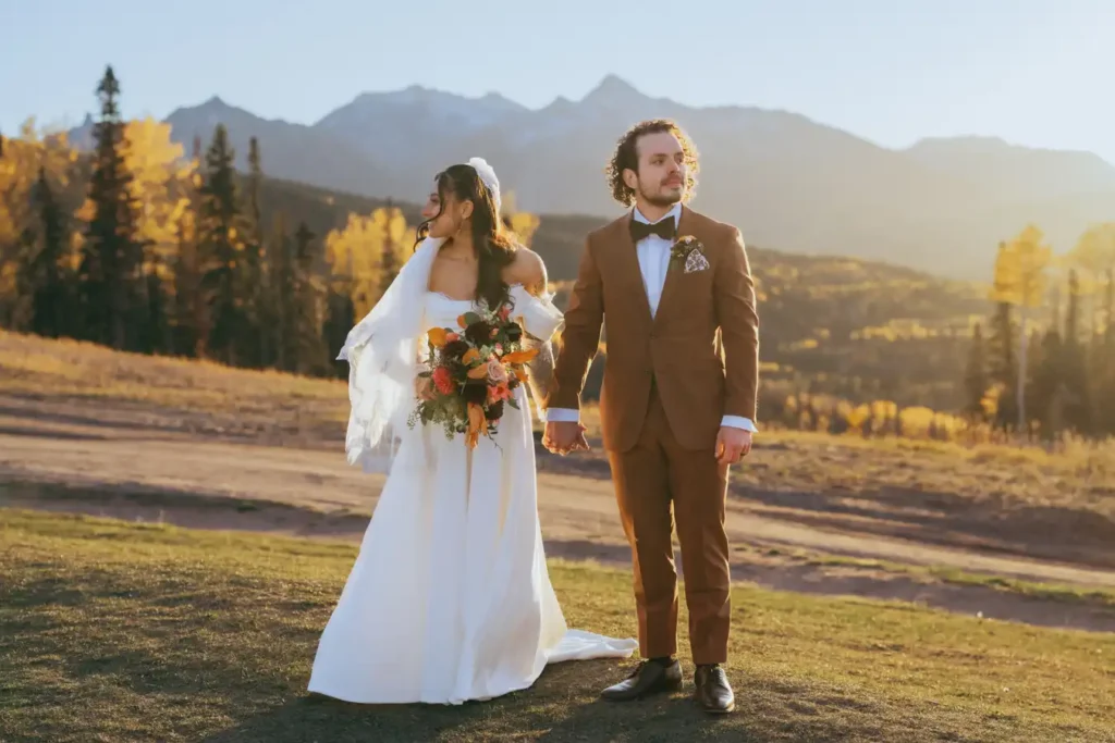 Telluride Fall Wedding Sunset Looking Off