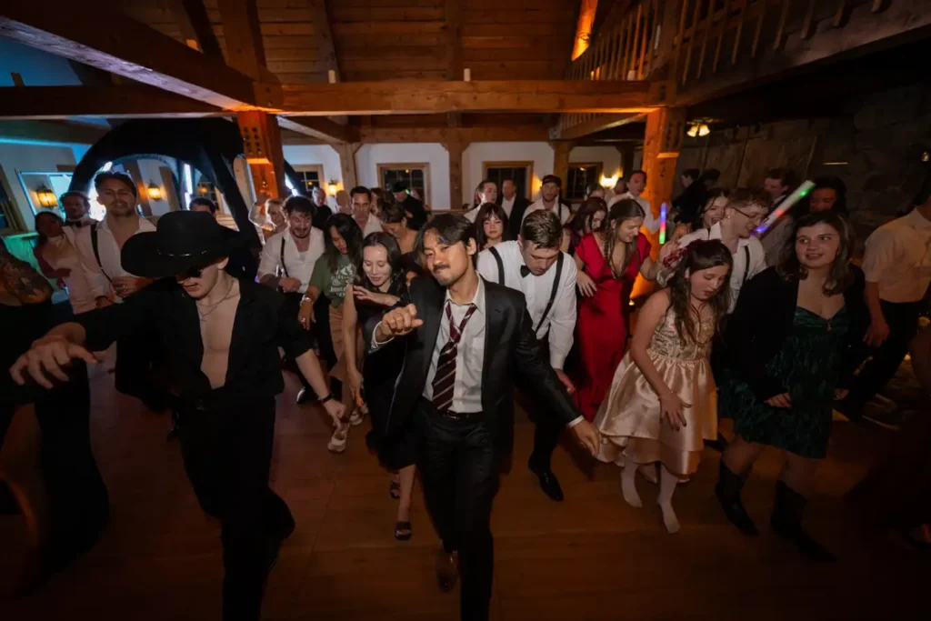Telluride Gorrono Ranch Fall Wedding Reception Group Dancing