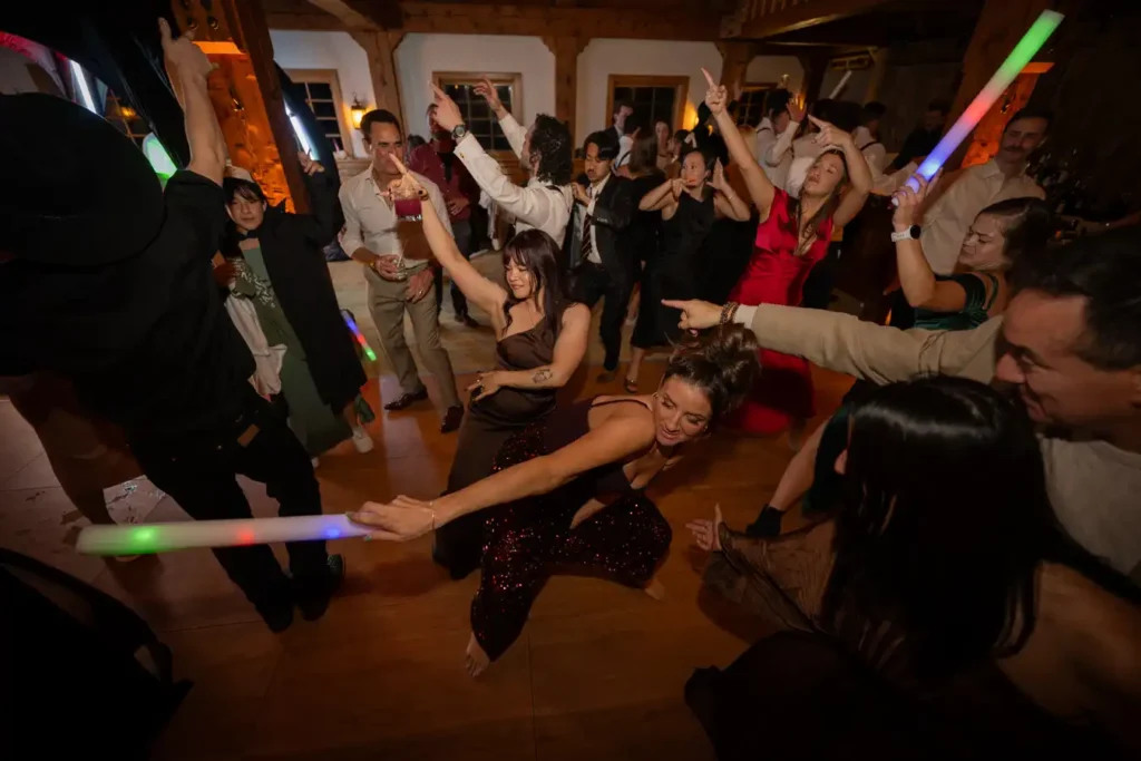 Telluride Gorrono Ranch Fall Wedding Reception Pointing Dancing