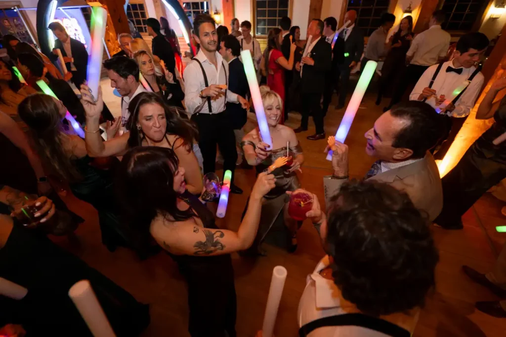 Telluride Gorrono Ranch Wedding Reception Dancefloor Glow Sticks