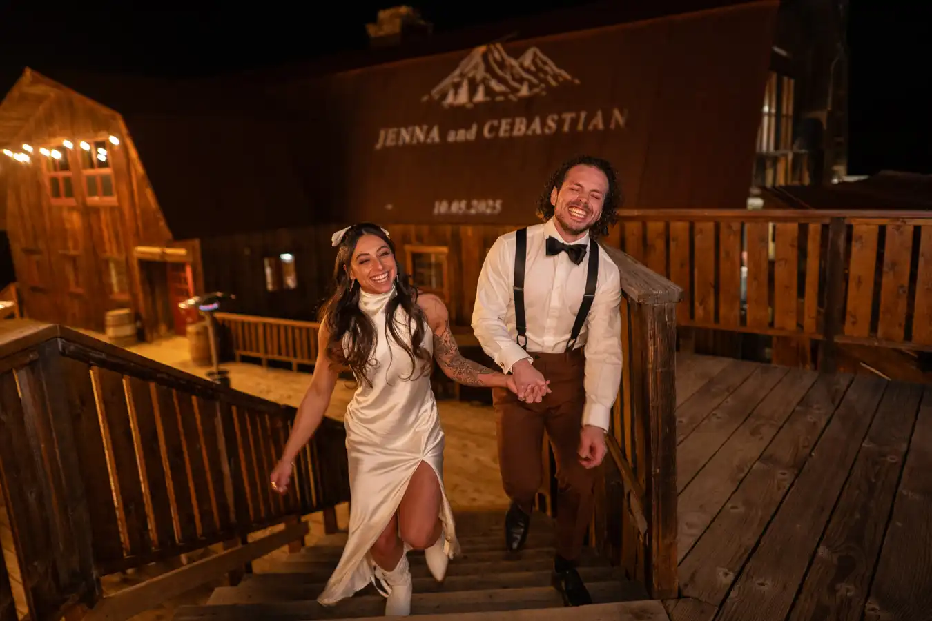 Telluride Gorrono Ranch Wedding Reception Projected Name on Wall