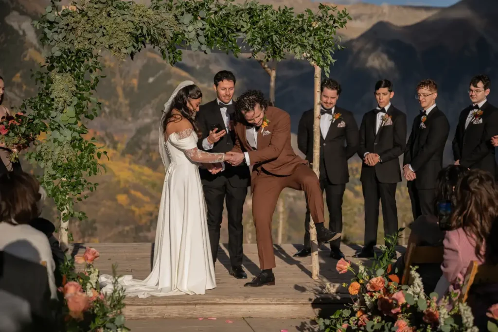 Telluride San Sophia Overlook Wedding Ceremony Breaking the Glass