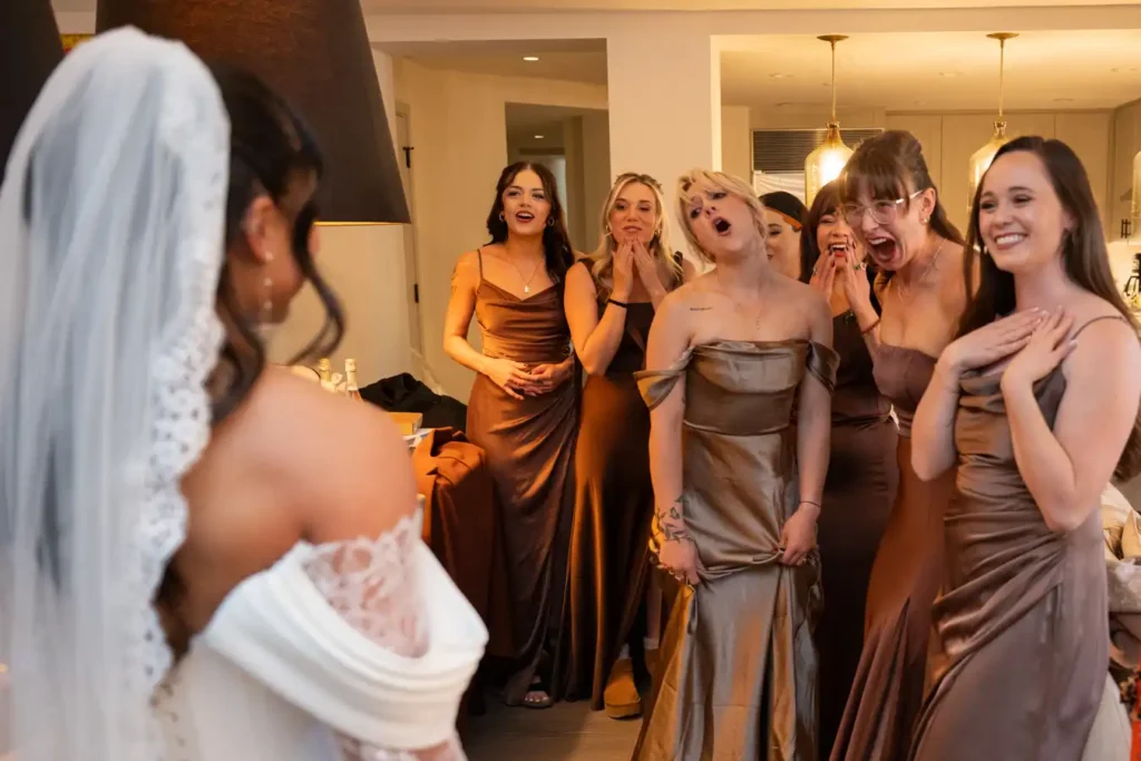 Telluride Wedding Bridemaids seeing Bride