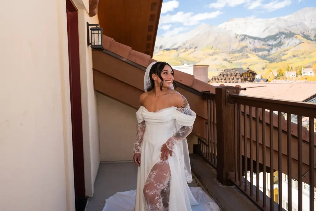 Telluride Wedding Getting Ready Bride on Deck