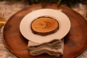 Telluride Wedding Reception Details Stump Burned Wood