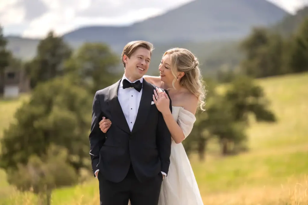 Betasso Park Wedding Boulder Behind Him