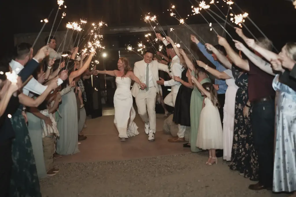The Barn at Sunset Ranch Wedding Sparkler Exit