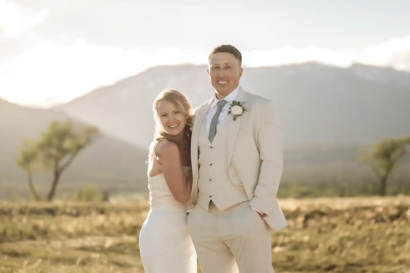 The Barn at Sunset Ranch Wedding Sunset Holding His Arm