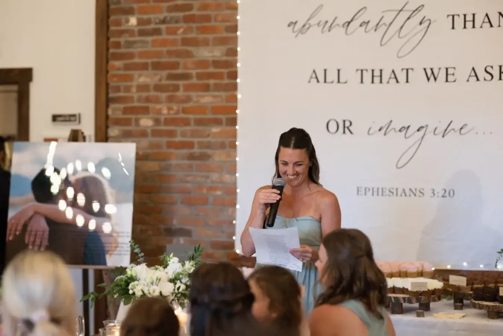 The Barn at Sunset Ranch Wedding Toast Bridesmaid