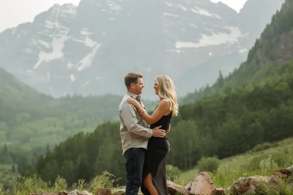 Maroon Bells Proposal June Engagement in Mountains
