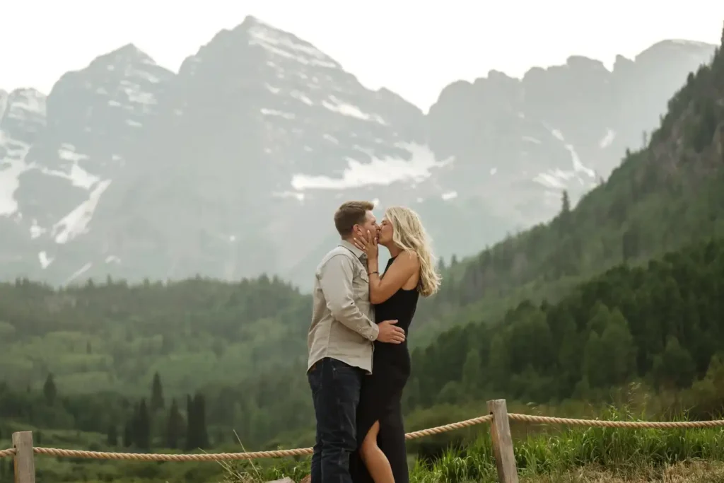 Maroon Bells Proposal June Woman in Black Dress