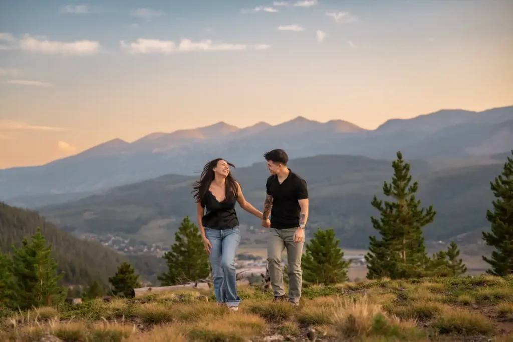 Sapphire Point Engagement Sunset Hair Flying
