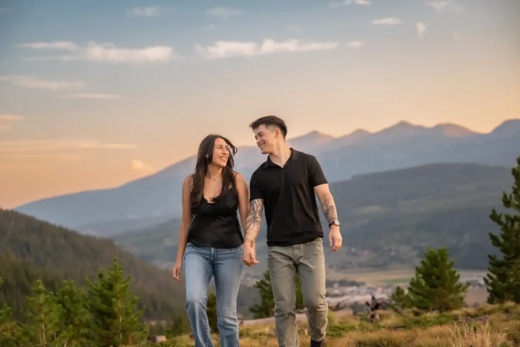 Sapphire Point Engagement Sunset Walk in Mountains