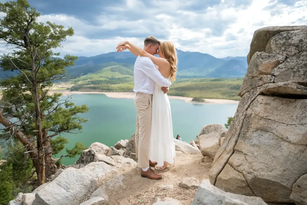 Sapphire Point July Engagement White Dress Cliff Edge