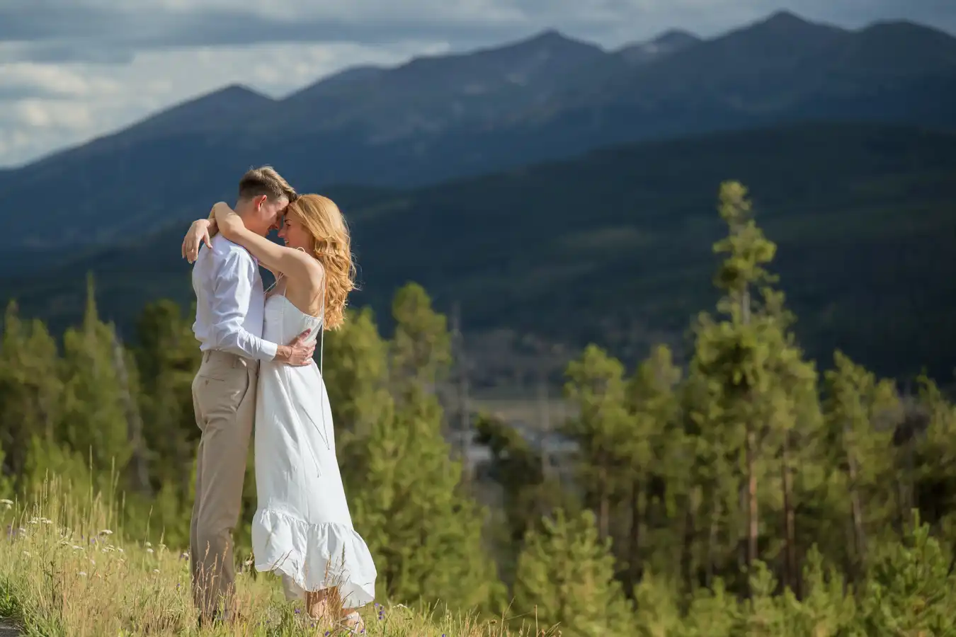 Sapphire Point July Engagement White Dress Woods
